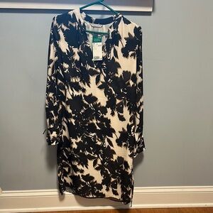 H&M Black and White Long Sleeve Sheath Dress